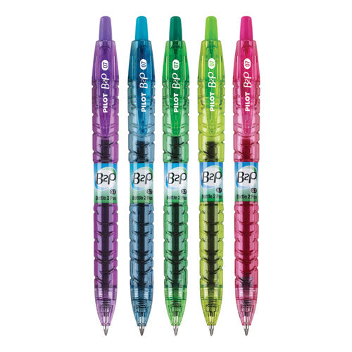 B2p Bottle-2-pen Recycled Gel Pen, Retractable, Fine 0.7 Mm, Assorted Ink And Barrel Colors, 5-pack