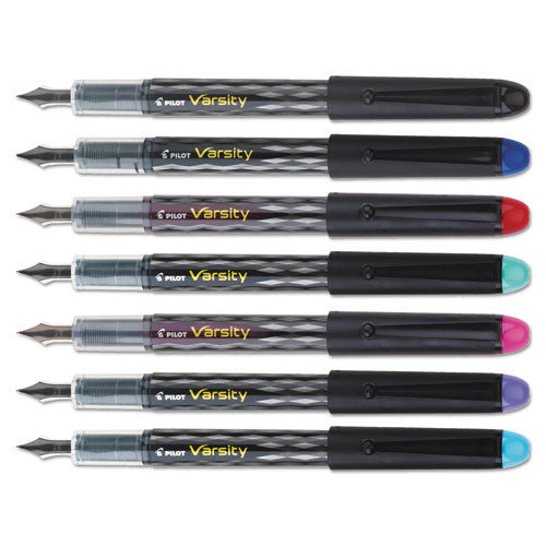 Varsity Fountain Pen, Medium 1 Mm, Assorted Ink Colors, Gray Pattern Wrap, 7-pack