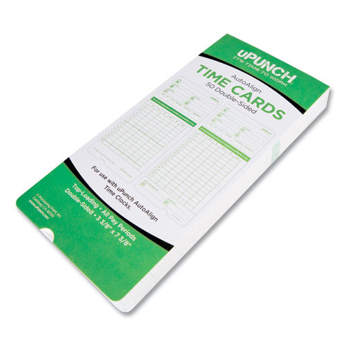 Time Clock Cards For Upunch Hn3000, Two Sides, 7.37 X 3.37, 50-pack