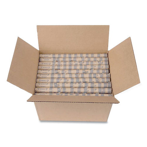 Preformed Tubular Coin Wrappers, Nickels, $2, 1000 Wrappers-box
