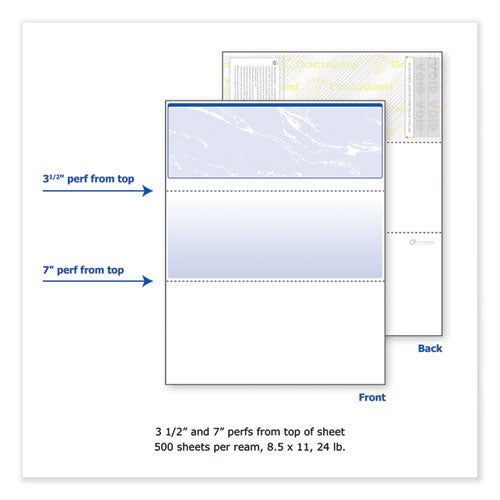 Security Business Checks, 11 Features, 8.5 X 11, Blue Marble Top, 500-ream