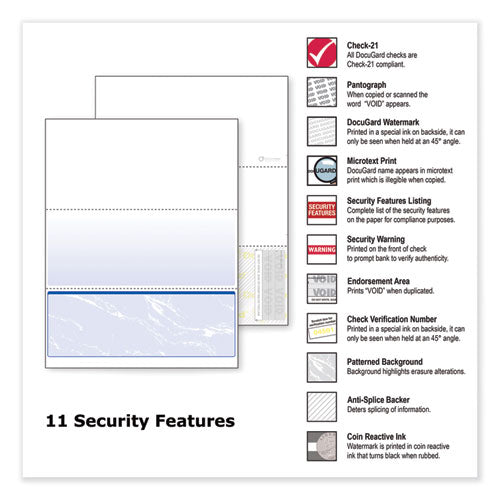 Standard Security Check, 11 Features, 8.5 X 11, Blue Marble Bottom, 500-ream