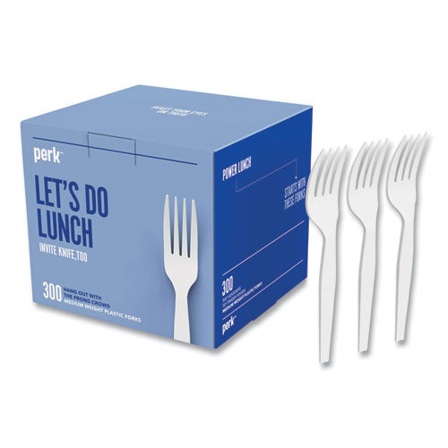 Eco-id Mediumweight Compostable Cutlery, Fork, White, 300-pack