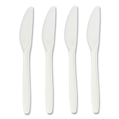 Eco-id Compostable Cutlery, Knife, White, 300-pack