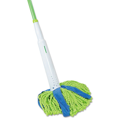 Cone Mop Supreme, 8" Wide Green-blue Microfiber-polyester Head, 31.75" Gray-white Steel Handle