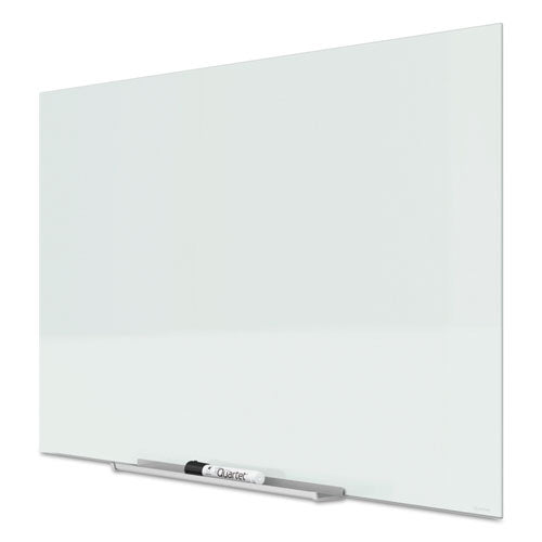 Invisamount Magnetic Glass Marker Board, Frameless, 50" X 28", White Surface