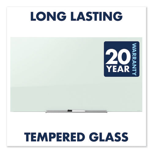 Invisamount Magnetic Glass Marker Board, Frameless, 50" X 28", White Surface