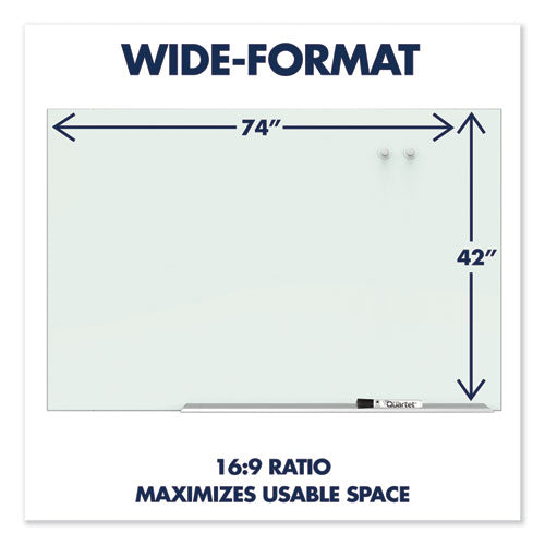 Element Framed Magnetic Glass Dry-erase Boards, 74" X 42", Aluminum Frame