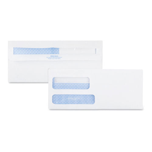 Double Window Redi-seal Security-tinted Envelope, #9, Commercial Flap, Redi-seal Adhesive Closure, 3.88 X 8.88, White, 500-bx