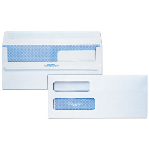 Double Window Redi-seal Security-tinted Envelope, #10, Commercial Flap, Redi-seal Adhesive Closure, 4.13 X 9.5, White, 500-bx