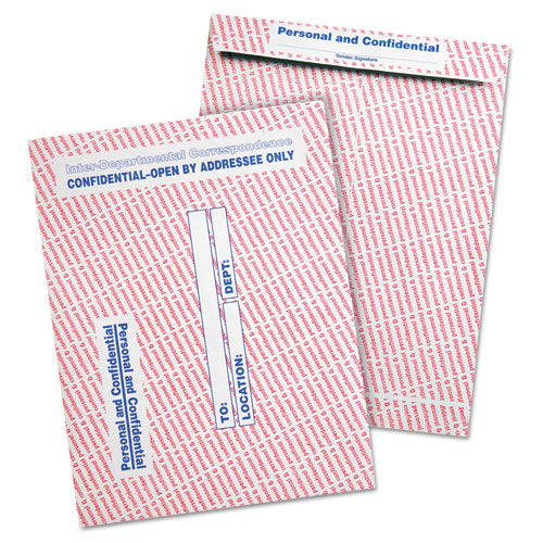Gray-red Paper Gummed Flap Personal And Confidential Interoffice Envelope, #97, 10 X 13, Gray-red, 100-box