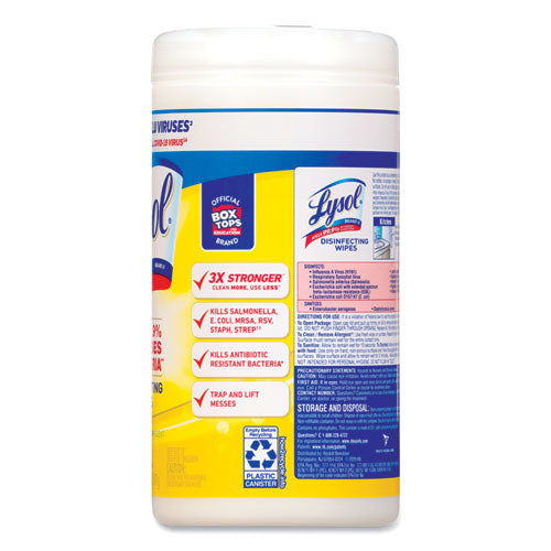 Disinfecting Wipes, 7 X 7.25, Lemon And Lime Blossom, 80 Wipes-canister, 6 Canisters-carton