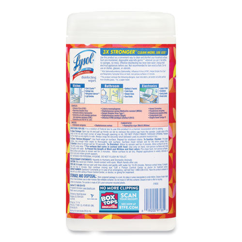 Disinfecting Wipes, 7 X 7.25, Mango And Hibiscus, 80 Wipes-canister, 6 Canisters-carton