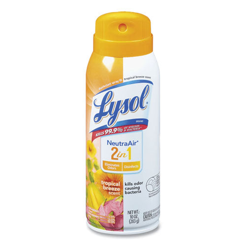 2 In 1 Disinfectant Spray Iii, Tropical Breeze, 10 Oz Aerosol Spray, 6-carton