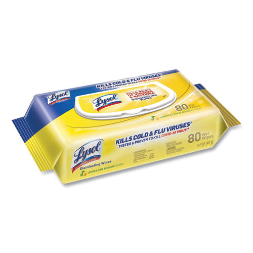 Disinfecting Wipes Flatpacks, 6.69 X 7.87, Lemon And Lime Blossom, 80 Wipes-flat Pack, 6 Flat Packs-carton