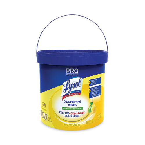 Professional Disinfecting Wipe Bucket, 6 X 8, Lemon And Lime Blossom, 800 Wipes-bucket, 2 Buckets-carton