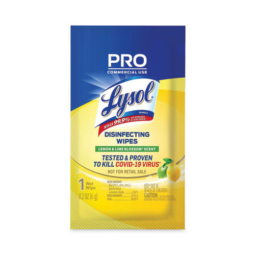 Professional Disinfecting Wipe Single Count Packet, 6 X 7, Lemon And Lime Blossom, 300 Packets-carton