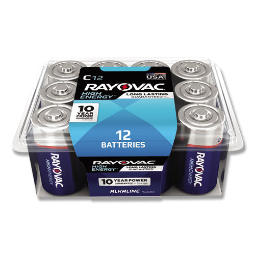 High Energy Premium Alkaline C Batteries, 12-pack