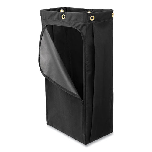Fabric Cleaning Cart Bag, 26 Gal, 17.5" X 33", Black