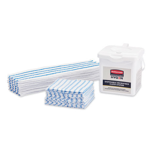 Disposable Microfiber Cleaning Cloths, Blue-white Stripes, 12 X 12, 600-pack