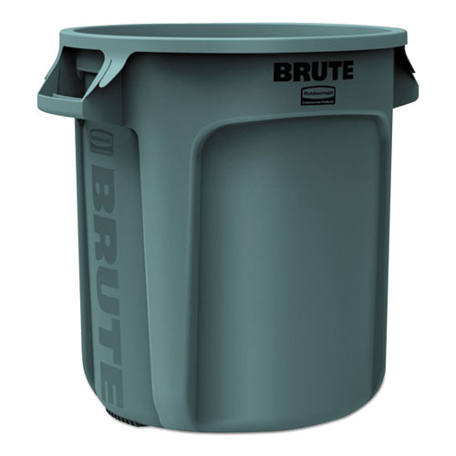 Round Brute Container, Plastic, 10 Gal, Gray