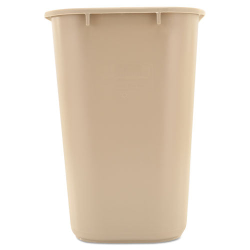 Deskside Plastic Wastebasket, Rectangular, 7 Gal, Beige