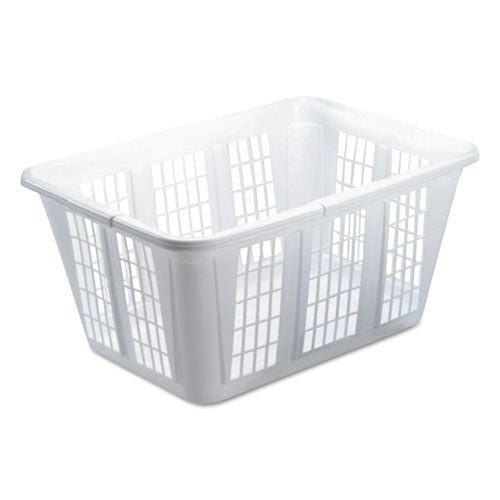 Laundry Basket, 1.6 Bushels, 10.88w X 22.5d X 16.5h, Plastic, White, 8-carton