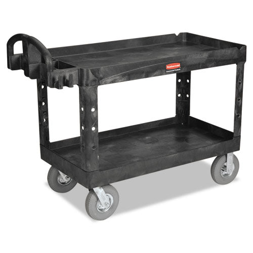 Heavy-duty 2-shelf Utility Cart, Tpr Casters, 26w X 55d X 33.25h, Black