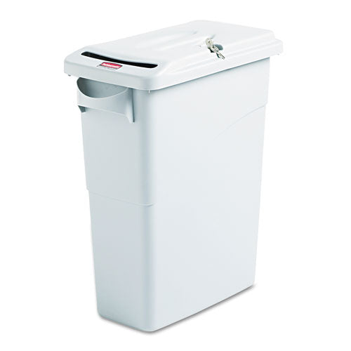 Slim Jim Confidential Document Receptacle With Lid, Rectangle, 15.88 Gal, Light Gray
