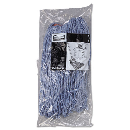 Cotton-synthetic Cut-end Blend Mop Head, 16 Oz, 1" Band, Blue, 12-carton