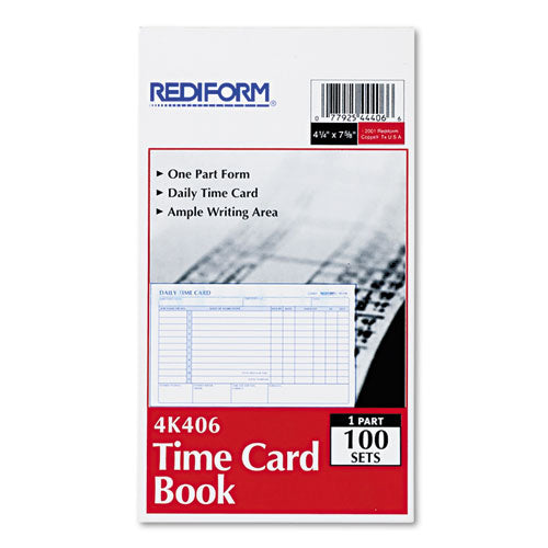 Daily Employee Time Cards, Two Sides, 4.25 X 7, 100-pad