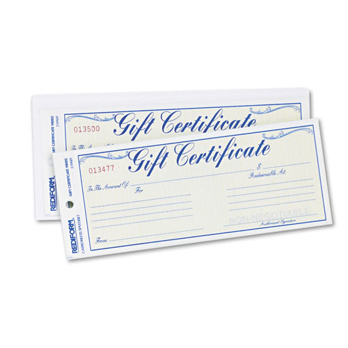 Gift Certificates W-envelopes, 8-1-2w X 3-2-3h, Blue-gold, 25-pack