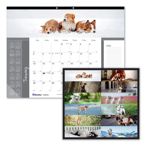 Pets Collection Monthly Desk Pad, 22 X 17, Puppies, 2022