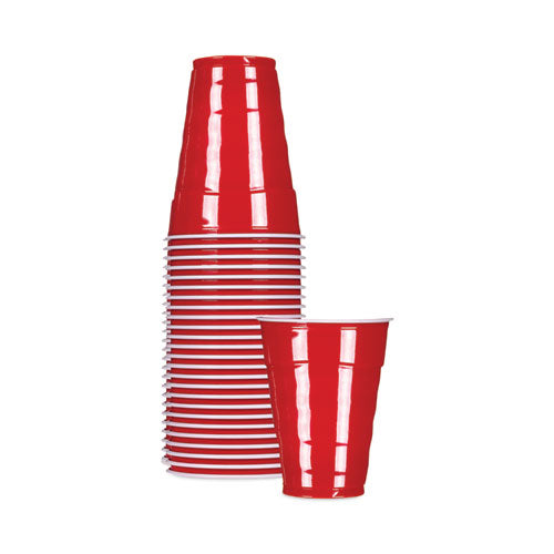 Easy Grip Disposable Plastic Party Cups, 18 Oz, Red, 50-pack, 8 Packs-carton