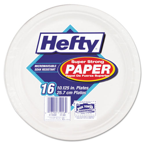Super Strong Paper Dinnerware, Plate, Bagasse, 10.13" Dia White, 16-pack, 12 Packs-carton