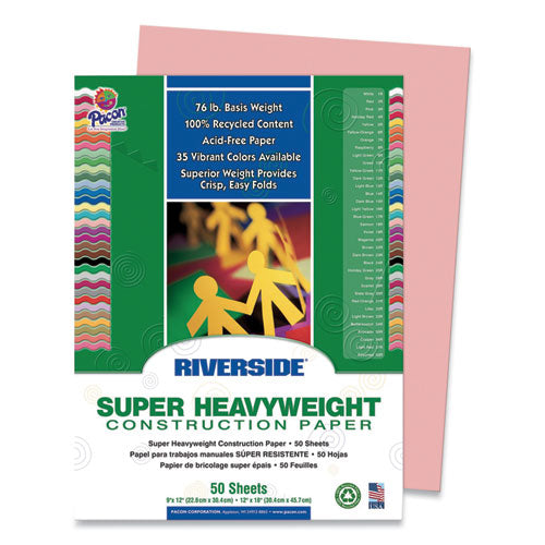 Riverside Construction Paper, 76 Lb, 9 X 12, Salmon, 50-pack