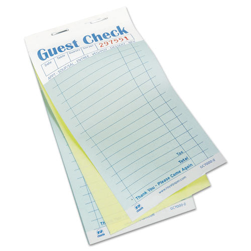 Guest Check Book, Two-part Carbonless, 3.6 X 6.7, 1-page, 50-book, 50 Books-carton