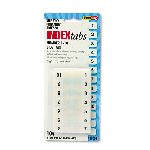 Legal Index Tabs, 1-12-cut Tabs, 1-10, White, 0.44" Wide, 104-pack