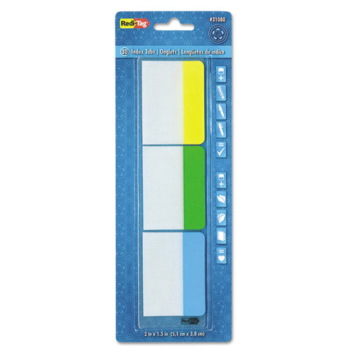 Write-on Index Tabs, 1-5-cut Tabs, Assorted Colors, 2" Wide, 30-pack