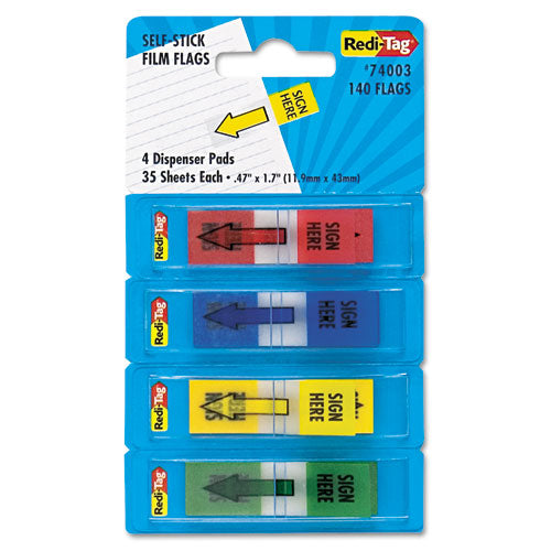 "sign Here" Left Or Right Page Flag Dispenser Refill Rolls, 0.56" Wide, Red, 120-roll, 2 Rolls-pack