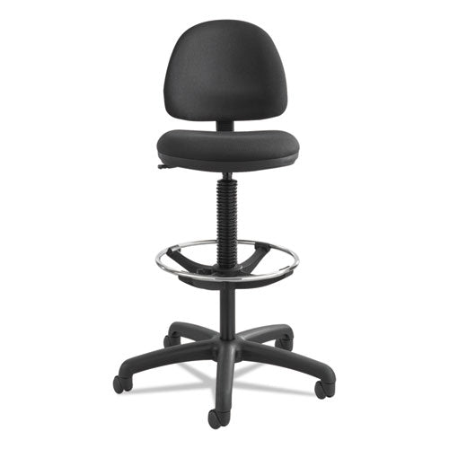 Precision Extended-height Swivel Stool, Adjustable Footring, Supports Up To 250 Lb, 23" To 33" Seat Height, Black Fabric