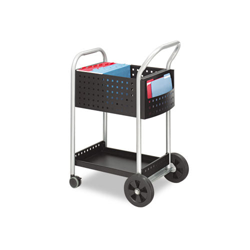Scoot Mail Cart, One-shelf, 22w X 27d X 40.5h, Black-silver