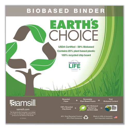 Earth's Choice Biobased Economy Round Ring View Binders, 3 Rings, 1" Capacity, 11 X 8.5, Lime