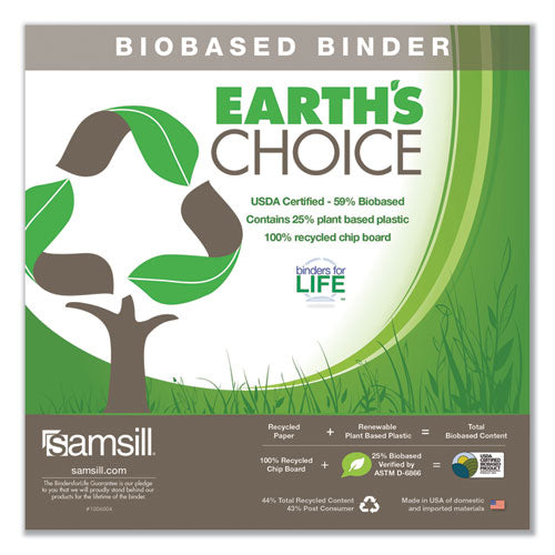 Earth's Choice Biobased Economy Round Ring View Binders, 3 Rings, 3" Capacity, 11 X 8.5, White
