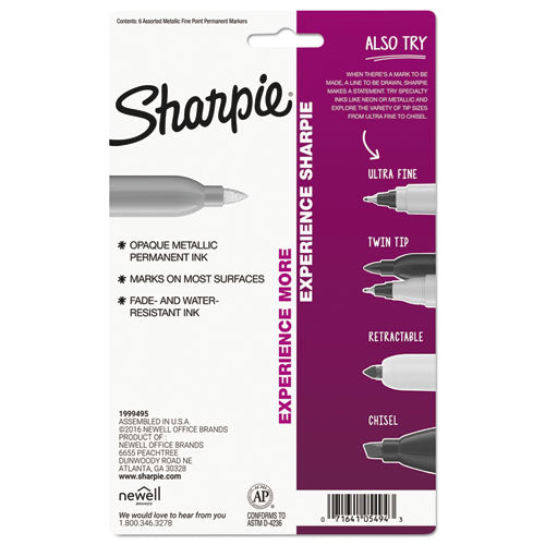 Sharpie Metallic Fine Point Permanent Marker, Metallic Bronze, 6-Pack