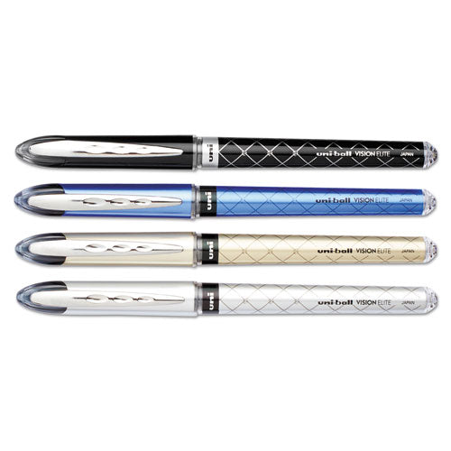 Vision Elite Designer Series Roller Ball Pen, Stick, Bold 0.8 Mm, Black Ink, Assorted Barrel Colors, 4-pack