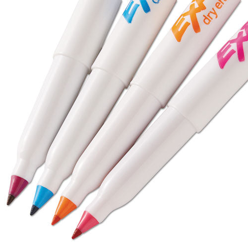 Low-odor Dry-erase Marker, Extra-fine Needle Tip, Assorted Colors, 4-set