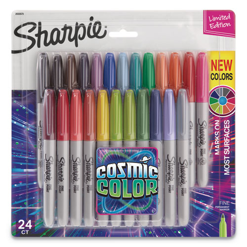 Cosmic Color Permanent Markers, Medium Bullet Tip, Assorted Cosmic Colors, 24-pack