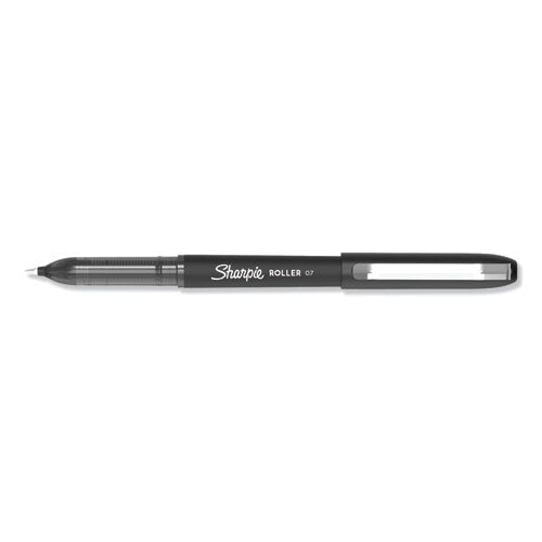 Professional Design Roller Ball Pen, Stick, Medium 0.7 Mm, Black Ink, Black Barrel, Dozen