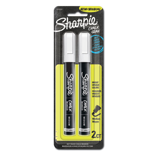 Wet-erase Chalk Marker, Medium Bullet Tip, White, 2-pack